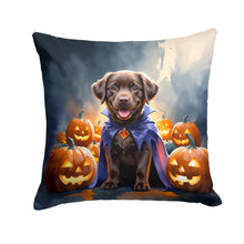 Load image into Gallery viewer, Chocolate Labrador Retriever Puppy Halloween Throw Pillow