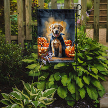 Load image into Gallery viewer, Yellow Labrador Retriever Puppy Halloween Garden Flag