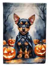 Load image into Gallery viewer, Miniature Pinscher Puppy Halloween House Flag