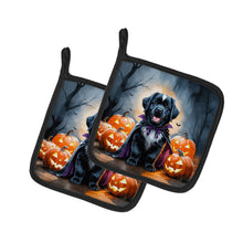 Load image into Gallery viewer, Newfoundland Puppy Halloween Pair of Pot Holders