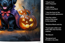 Load image into Gallery viewer, Black Newfoundland Puppy Halloween Kitchen Towel