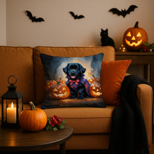 Load image into Gallery viewer, Black Newfoundland Puppy Halloween Throw Pillow