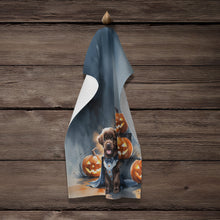 Load image into Gallery viewer, Chocolate Newfoundland Puppy Halloween Kitchen Towel