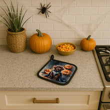 Load image into Gallery viewer, Chocolate Newfoundland Puppy Halloween Pair of Pot Holders