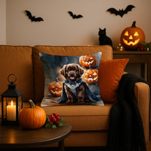 Load image into Gallery viewer, Chocolate Newfoundland Puppy Halloween Throw Pillow