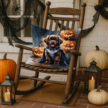 Load image into Gallery viewer, Chocolate Newfoundland Puppy Halloween Throw Pillow