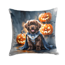 Load image into Gallery viewer, Chocolate Newfoundland Puppy Halloween Throw Pillow