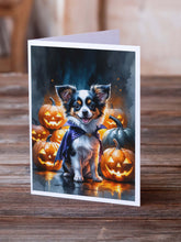 Load image into Gallery viewer, Tricolor Papillon Puppy Halloween Greeting Cards Pack of 8