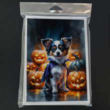 Load image into Gallery viewer, Tricolor Papillon Puppy Halloween Greeting Cards Pack of 8