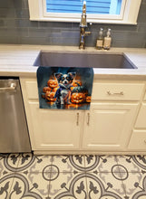 Load image into Gallery viewer, Tricolor Papillon Puppy Halloween Kitchen Towel