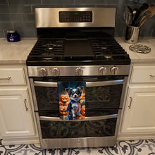 Load image into Gallery viewer, Tricolor Papillon Puppy Halloween Kitchen Towel