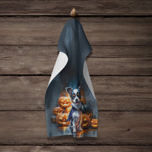 Load image into Gallery viewer, Tricolor Papillon Puppy Halloween Kitchen Towel