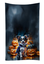 Load image into Gallery viewer, Tricolor Papillon Puppy Halloween Kitchen Towel