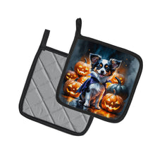 Load image into Gallery viewer, Tricolor Papillon Puppy Halloween Pair of Pot Holders