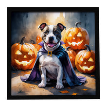 Load image into Gallery viewer, Pit Bull Terrier Puppy Halloween Framed Metal Print