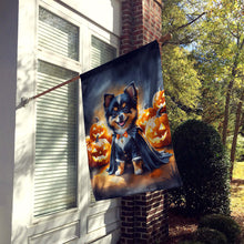 Load image into Gallery viewer, Balck and Tan Pomeranian Puppy Halloween House Flag