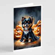 Load image into Gallery viewer, Balck and Tan Pomeranian Puppy Halloween Greeting Cards Pack of 8