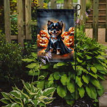 Load image into Gallery viewer, Balck and Tan Pomeranian Puppy Halloween Garden Flag