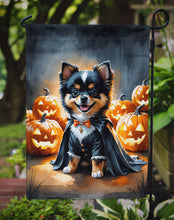 Load image into Gallery viewer, Balck and Tan Pomeranian Puppy Halloween Garden Flag