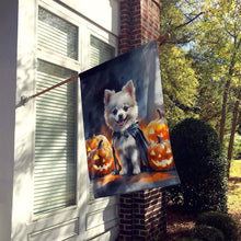 Load image into Gallery viewer, White Pomeranian Puppy Halloween House Flag