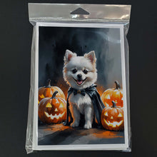 Load image into Gallery viewer, White Pomeranian Puppy Halloween Greeting Cards Pack of 8