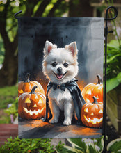 Load image into Gallery viewer, White Pomeranian Puppy Halloween Garden Flag