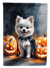 Load image into Gallery viewer, White Pomeranian Puppy Halloween Garden Flag