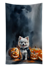 Load image into Gallery viewer, White Pomeranian Puppy Halloween Kitchen Towel