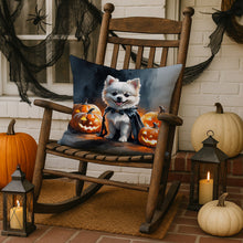 Load image into Gallery viewer, White Pomeranian Puppy Halloween Throw Pillow