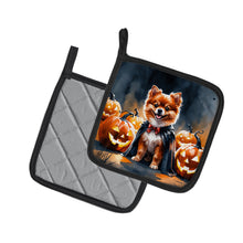 Load image into Gallery viewer, Pomeranian Puppy Halloween Pair of Pot Holders