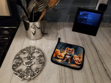 Load image into Gallery viewer, Pomeranian Puppy Halloween Pair of Pot Holders