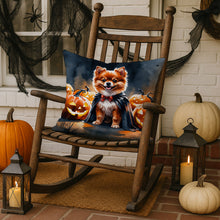 Load image into Gallery viewer, Pomeranian Puppy Halloween Throw Pillow