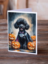 Load image into Gallery viewer, Black Poodle Puppy Halloween Greeting Cards Pack of 8