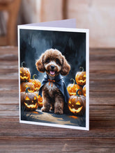 Load image into Gallery viewer, Chocolate Poodle Puppy Halloween Greeting Cards Pack of 8