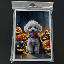 Load image into Gallery viewer, White Poodle Puppy Halloween Greeting Cards Pack of 8