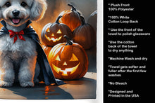 Load image into Gallery viewer, White Poodle Puppy Halloween Kitchen Towel