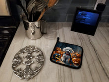 Load image into Gallery viewer, White Poodle Puppy Halloween Pair of Pot Holders