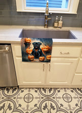 Load image into Gallery viewer, Black Pug Puppy Halloween Kitchen Towel