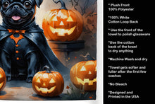 Load image into Gallery viewer, Black Pug Puppy Halloween Kitchen Towel