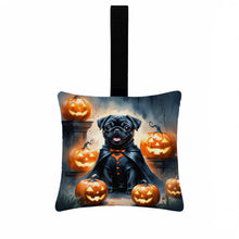 Load image into Gallery viewer, Black Pug Puppy Halloween Mini Hanging Pillow Ornament 3.5 × 3.5