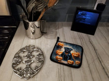 Load image into Gallery viewer, Black Pug Puppy Halloween Pair of Pot Holders