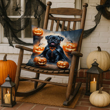 Load image into Gallery viewer, Black Pug Puppy Halloween Throw Pillow