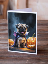 Load image into Gallery viewer, Pug Puppy Halloween Greeting Cards Pack of 8