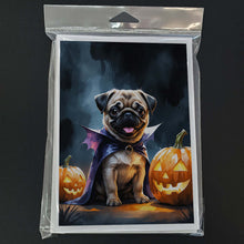 Load image into Gallery viewer, Pug Puppy Halloween Greeting Cards Pack of 8