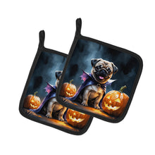 Load image into Gallery viewer, Pug Puppy Halloween Pair of Pot Holders