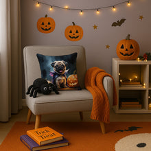 Load image into Gallery viewer, Pug Puppy Halloween Throw Pillow