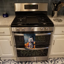 Load image into Gallery viewer, Samoyed Puppy Halloween Kitchen Towel