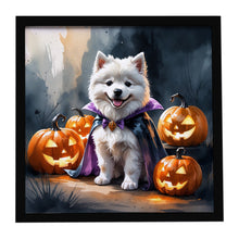 Load image into Gallery viewer, Samoyed Puppy Halloween Framed Metal Print
