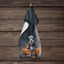Load image into Gallery viewer, Schnauzer Puppy Halloween Kitchen Towel