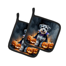 Load image into Gallery viewer, Schnauzer Puppy Halloween Pair of Pot Holders